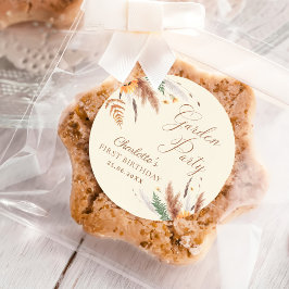 Adesivo Redondo Festa de Jardim primeiro aniversario Floral de Flo