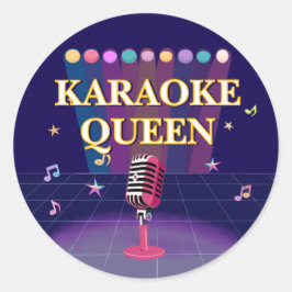Adesivo Redondo Festa de Karaoke ensina aniversário