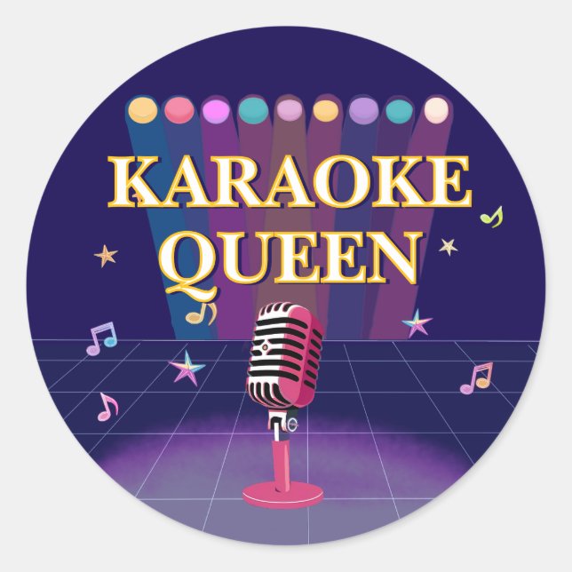 Adesivo Redondo Festa de Karaoke ensina aniversário (Frente)