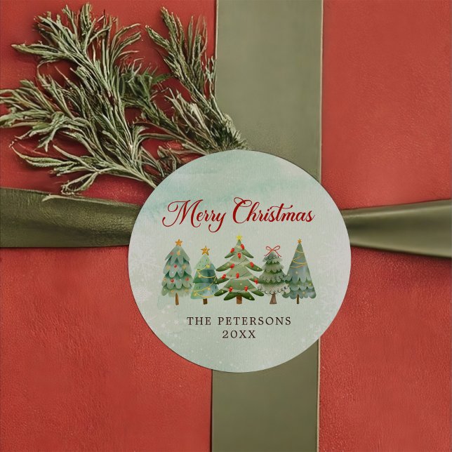 Adesivo Redondo Festa de Natal da Elegant Watercolor (Criador carregado)