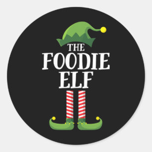 Adesivo Redondo Festa de Natal do Grupo Familiar Foodie Elf Match 