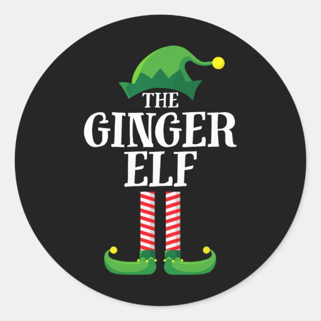 Adesivo Redondo Festa de Natal do Grupo Familiar Ginger Elf Matchi (Frente)
