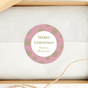 Adesivo Redondo Festa de Natal Dourada e cor-de-rosa com sabor agr