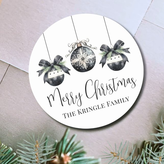 Adesivo Redondo Festa de Natal Elegante Watercolor (Elegant Watercolor Christmas Party Classic Round Sticker)