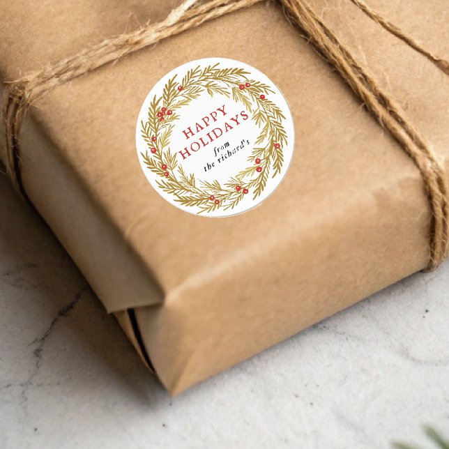 Adesivo Redondo Festa de Natal Festiva Wreath (Criador carregado)