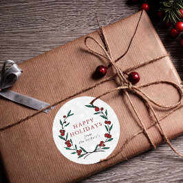 Adesivo Redondo Festa de Natal Festiva Wreath