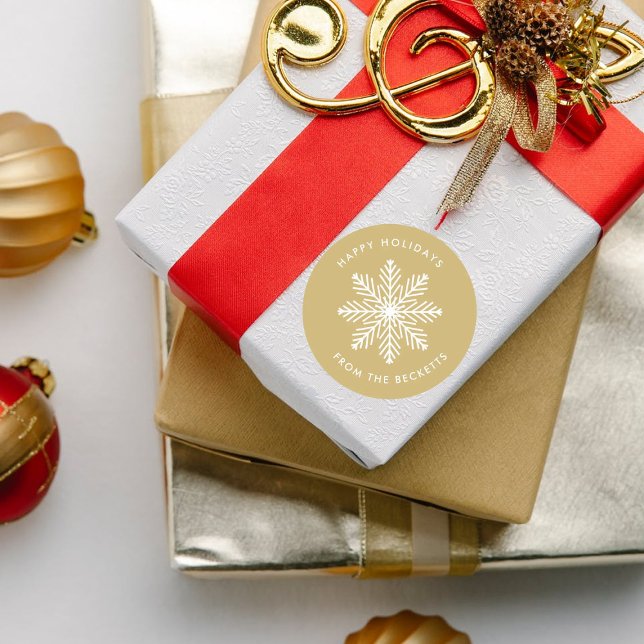 Adesivo Redondo Festa de Natal Festivo em Floco de Neve (Criador carregado)