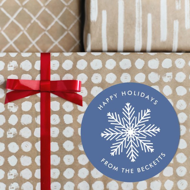 Adesivo Redondo Festa de Natal Festivo em Floco de Neve (Criador carregado)