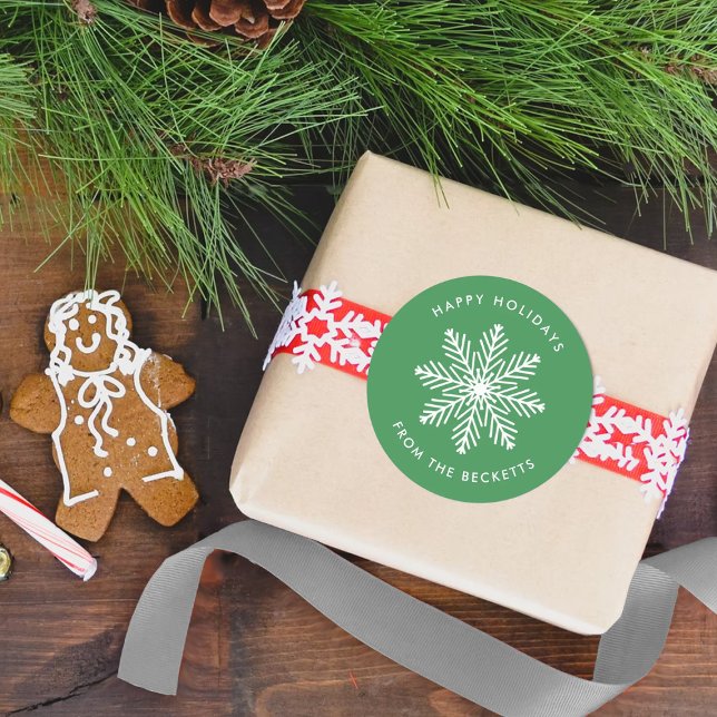 Adesivo Redondo Festa de Natal Festivo em Floco de Neve (Criador carregado)