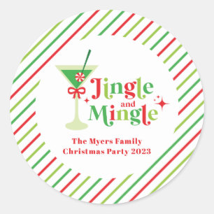 Adesivo Redondo Festa de Natal Jingle and Mingle