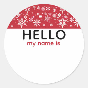 Adesivo Redondo Festa de Natal Neve Feriada Olá Meu Nome É