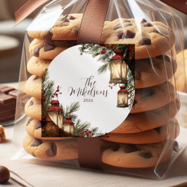 Adesivo Redondo Festa de Natal Rustic Lanterna