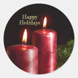 Adesivo Redondo Festa de Natal Velas Vermelhas Férias de Inverno