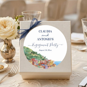 Adesivo Redondo Festa de Noivado Elegante na Riviera Italiana
