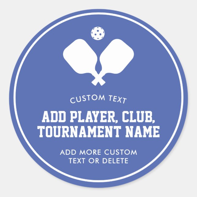 Adesivo Redondo Festa de Picleball Paddles Blue White Personalizad (Frente)