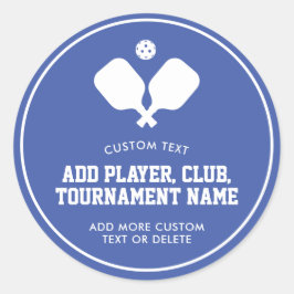 Adesivo Redondo Festa de Picleball Paddles Blue White Personalizad