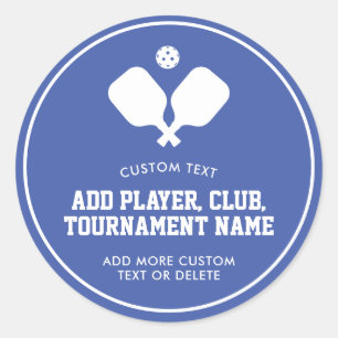 Adesivo Redondo Festa de Picleball Paddles Blue White Personalizad