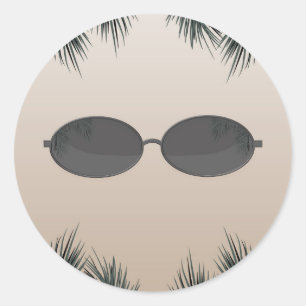 Adesivo Redondo Festa de Piscina de Summer Beach de Sunglass Oval