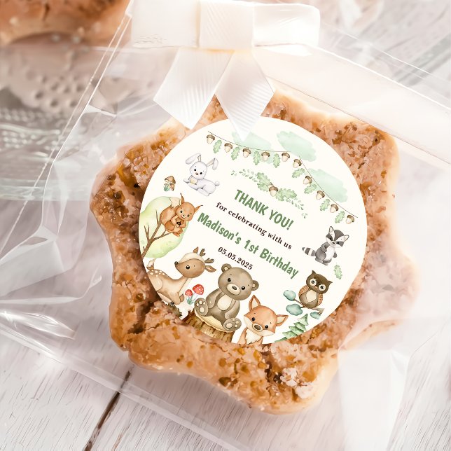 Adesivo Redondo Festa de primeiro aniversario de Animais da Flores (Criador carregado)