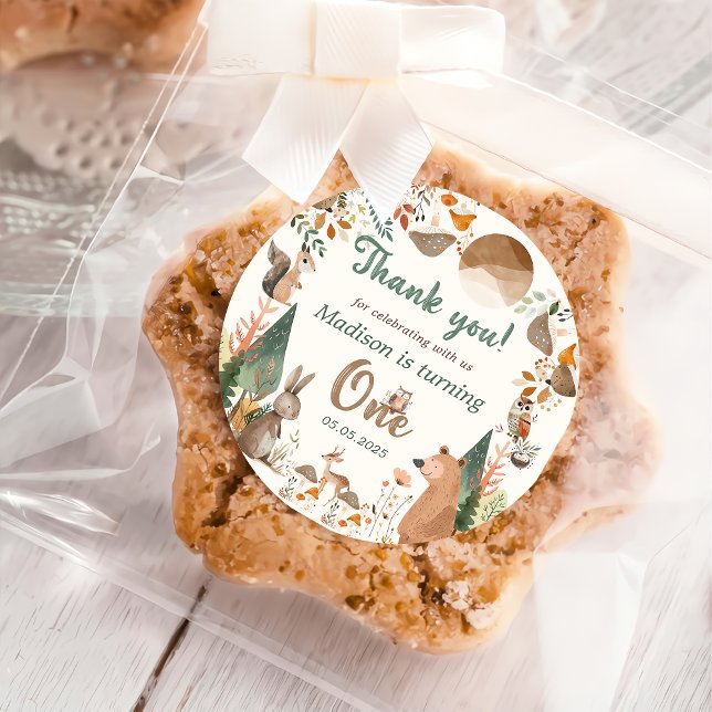 Adesivo Redondo Festa de primeiro aniversario de Animais da Flores (Criador carregado)