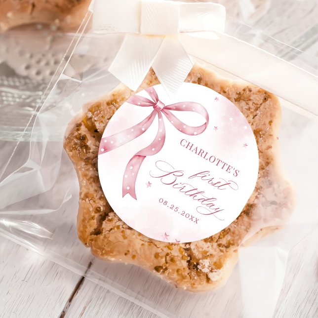 Adesivo Redondo Festa de primeiro aniversario de Arco rosa (Criador carregado)