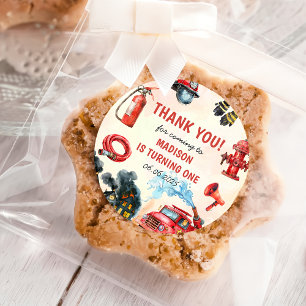 Adesivo Redondo Festa de primeiro aniversario de Bombeiros de Cami