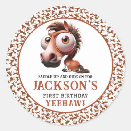 Adesivo Redondo Festa de primeiro aniversario de Caricaturas de Ca