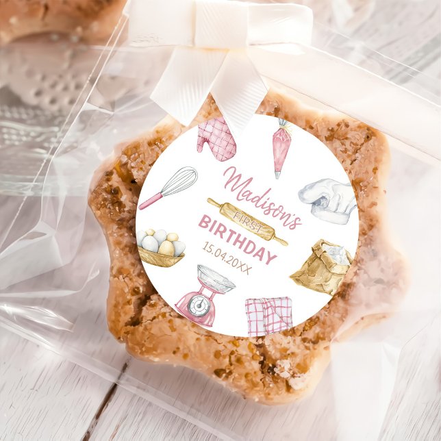 Adesivo Redondo Festa de primeiro aniversario de Cozinhar (Criador carregado)