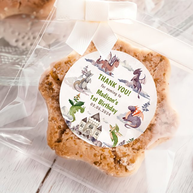 Adesivo Redondo Festa de primeiro aniversario de Dragão Cujo (Criador carregado)