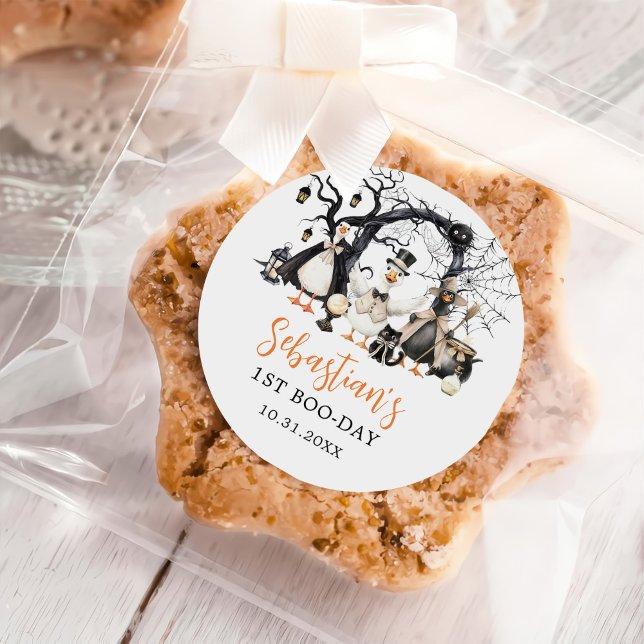 Adesivo Redondo Festa de primeiro aniversario de Ganso Spooky no H (Criador carregado)