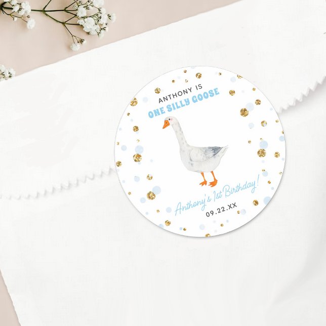 Adesivo Redondo Festa de primeiro aniversario de Gansos de Um Bobo (Criador carregado)