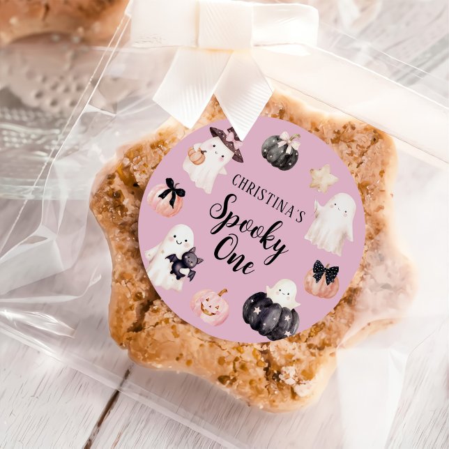 Adesivo Redondo Festa de primeiro aniversario de Menina de Hallowe (Criador carregado)