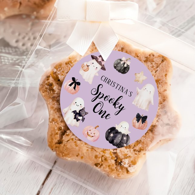 Adesivo Redondo Festa de primeiro aniversario de Menina de Hallowe (Criador carregado)