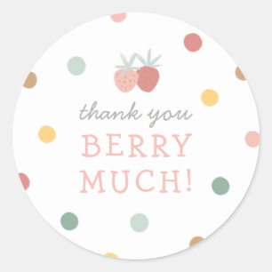 Adesivo Redondo Festa de primeiro aniversario de Morango Muito Obr