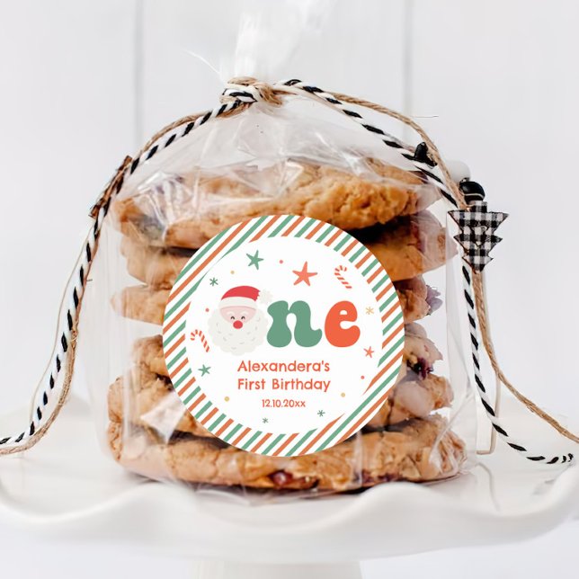 Adesivo Redondo Festa de primeiro aniversario de Natal (Criador carregado)