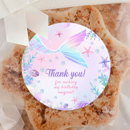 Adesivo Redondo Festa de primeiro aniversario de Sereia