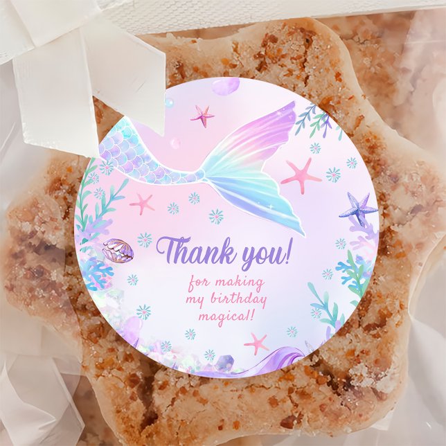Adesivo Redondo Festa de primeiro aniversario de Sereia (Criador carregado)