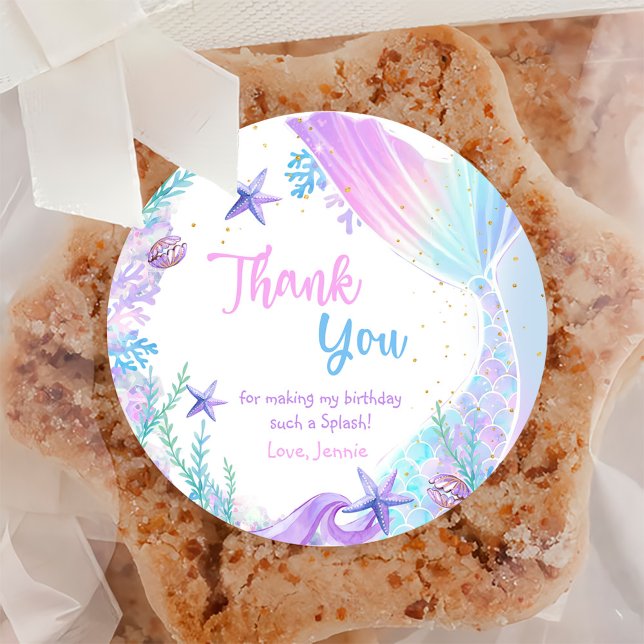 Adesivo Redondo Festa de primeiro aniversario de Sereia (Criador carregado)