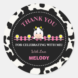 Adesivo Redondo Festa de primeiro aniversario de vaqueiro rosa dos