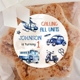 Adesivo Redondo Festa de primeiro aniversario do Garoto Policial