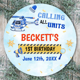 Adesivo Redondo Festa de primeiro aniversario do Garoto Policial