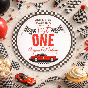 Adesivo Redondo Festa de primeiro aniversario Rápido de Um Carro