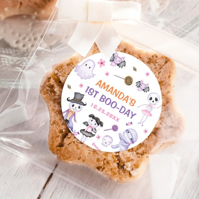 Adesivo Redondo Festa de primeiro aniversario Spookie Halloween (Criador carregado)