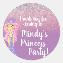 Adesivo Redondo Festa de Princesa Fofa Doodle