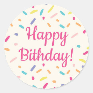 Adesivo Redondo Festa de Rosquinha de Aniversário da Menina - Ade