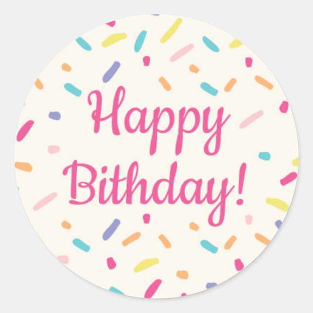 Adesivo Redondo Festa de Rosquinha de Aniversário da Menina - Stic (Frente)