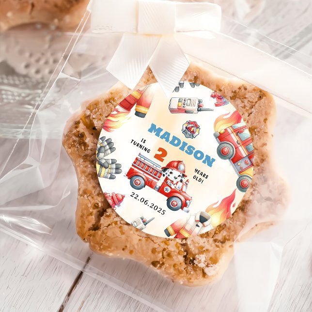 Adesivo Redondo Festa de segundo aniversário de Bombeiros de Camin (Criador carregado)