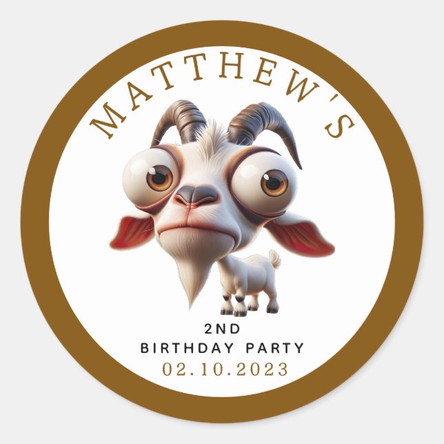 Adesivo Redondo Festa de segundo aniversário de Bovinos (Frente)