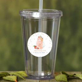 Adesivo Redondo Festa de segundo aniversário de Peach Smoothie