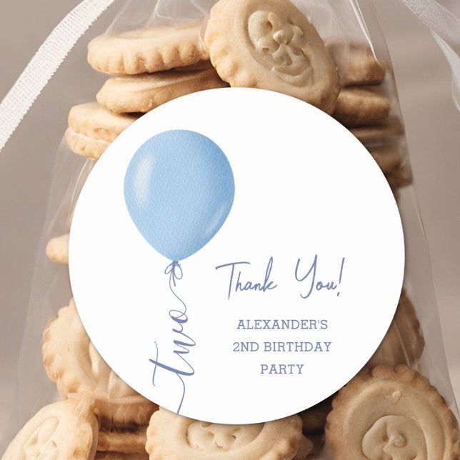 Adesivo Redondo Festa de segundo aniversário do Menino Balão Azul  (Criador carregado)